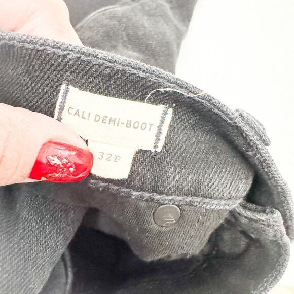 Madewell Cali-Demi Boot Black Denim Jeans Raw Hem Size 32 Petite - Picture 6 of 9